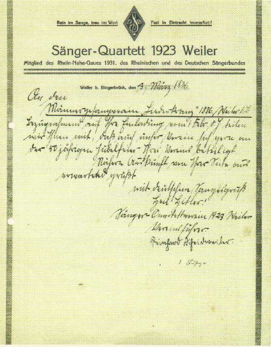 Sänger Quartett 1923 Weiler