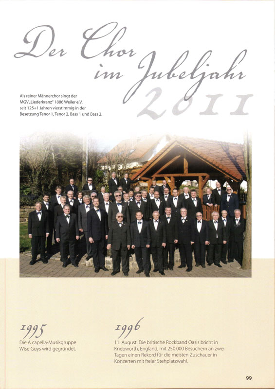 Männerchor Weiler bei Bingen: Präsentation des Jubiläumsbuches zum 125-jährigen Vereinsjubiläum am 21.12.2012