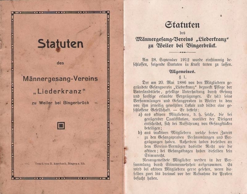 [News, 04.01.2012] Vor 100 Jahren: Die Vereinsstatuten von 1912