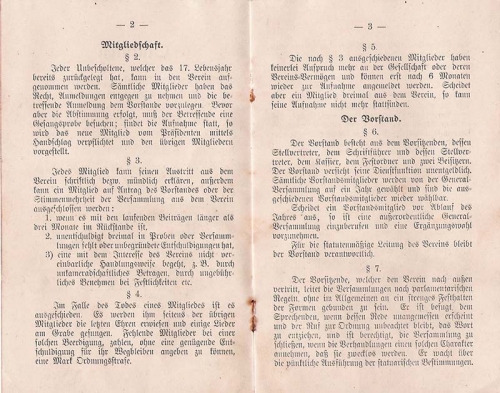 MGV Weiler: Vereinsstatuten 1912 S2-3