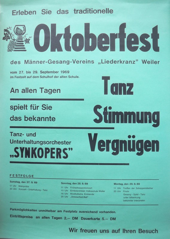 1969 Plakat zum Oktoberfest vom 27.-29.09.1969