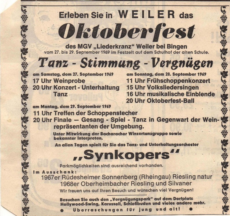 1969 Einladung zum Oktoberfest