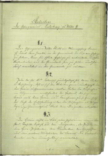 MGV Weiler Vereinsstatuten 1886 Seite 1
