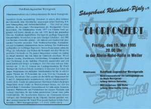 Männerchor Weiler bei Bingen: Konzert mit dem Rundfunkjugendchor Wernigerode am 19.05.1995 [Programm]
