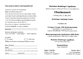 Männerchor Weiler bei Bingen: 2001 Chorkonzert mit Werkchor Böhringer am 11.05.2001 [Programm S1]