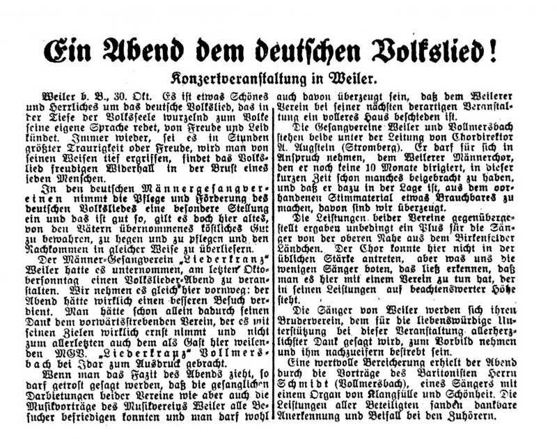 [Presse, 30.10.1928] Ein Abend dem deutschen Volkslied